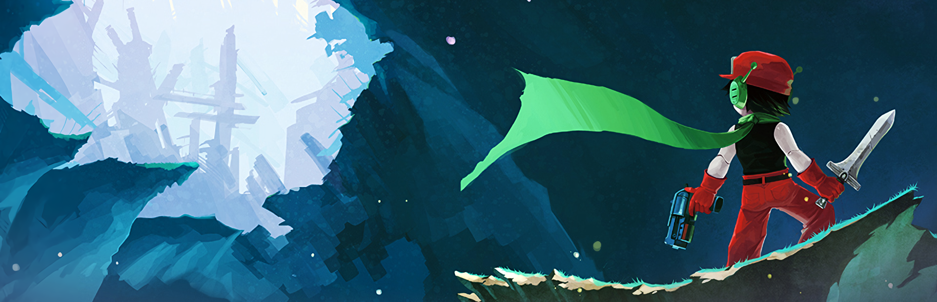 botdick standing in a blue cave landscape